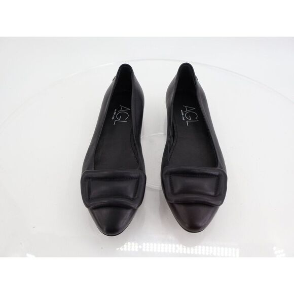 AGL Lolita Ballet Flat Womens 35.5 5.5 Black Leather Pointed Buckle Slip On Shoe - Picture 4 of 12